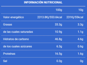 información nutricional crema oreo max protein